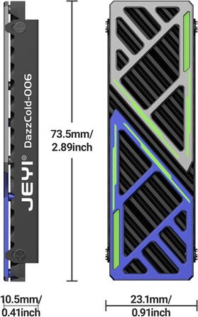 Радіатор охолодження для SSD M.2 JEYI, мідні ребра з алюмінієвою рамкою, пасивне охолодження, Finscold – 1.7 мм (Dazzcold006)