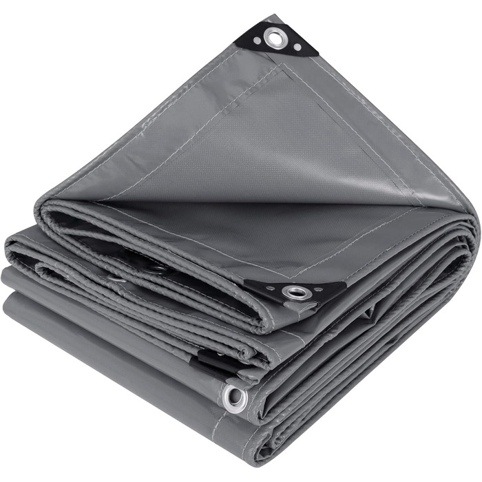 WOLTU Waterproof Cover Sheet with Grommets, Fabric Tarpaulin 500g/m² Waterproof & Tear-Resistant | Premium PVC Tarpaulin Universal Cover for Truck, Pool, Camping, Wood Garden Furniture (Dark Grey, 2x3m)