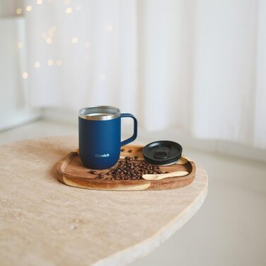 Qwetch Stainless Steel Insulated Travel Mug - 350ml - Blue - Leakproof Lid, Reusable, Tea Filter Compatible