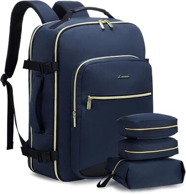 Рюкзак LOVEVOOK для ручної поклажі в літак, 40L, великий, для жінок, валіза-рюкзак, водонепроникний, для 17-дюймового ноутбука, рюкзак для подорожей, бізнесу, ділових поїздок, туризму, відпочинку на вихідних (L, темно-синій+чорний)