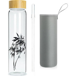 Glass Drinking Bottle 1l Glass Water Bottle with Bamboo Lid 1 Liter (1000ml) (Bamboo 1liter)
