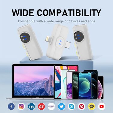 USB-C Беспроводной петличный микрофон 2 в 1 для iPhone, подавление шума KI, мини-микрофон для видеоблогинга, видео, подкастов, интервью, TikTok, YouTube - Черный (2 TX + 1 RX) (A5-Basic White (2 в 1))