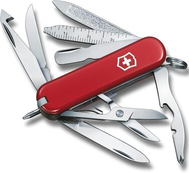 Мультитул Victorinox Mini Champ: 18 функцій, Swiss Made, з відкривачем листів, відкривачем пляшок, інструментом для зняття ізоляції, червоний
