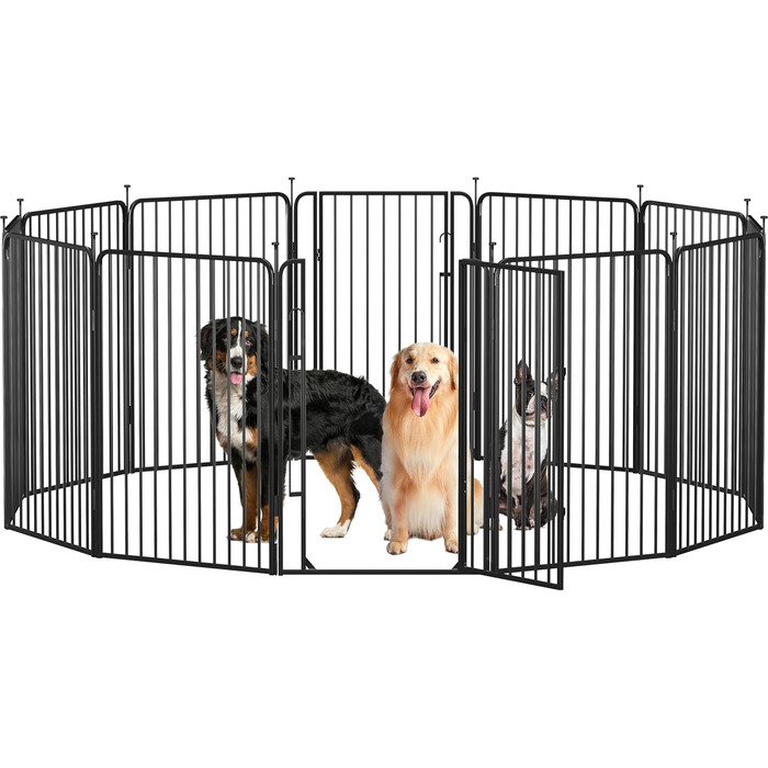 Вольєр для цуценят Yaheetech 12-секційний, 100 см, з замком, тихі труби, захист для підлоги, 8 мм металевий дріт, для квартири та саду