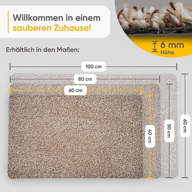 Килимок Entrando 40x60 см - бавовна, антиковзаючі, для дому та вулиці - під двері, терасу, балкон (Бежевий)