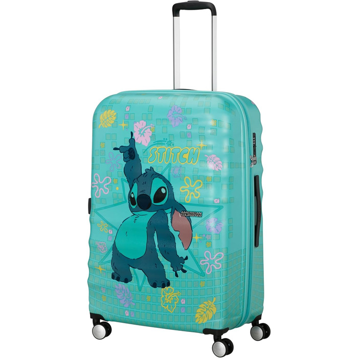 Чемодан American Tourister Wavebreaker Disney FL Spinner L, 77 см, 96 л, з принтом Stitch Flower, матове покриття