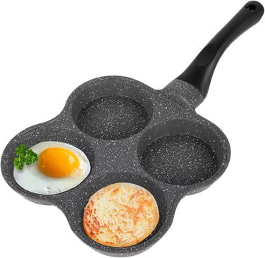 Haofy Egg Pan, 4-Hole Egg Burger Pan, Non-Stick Breakfast Omelette Pancake Pan for Electric Ceramic Stove, Not Available for Induction Cookers