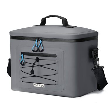 Термосумка 24L, вологостійка сумка для пікніка з витокою, ізольована сумка-ланч, портативна сумка-холодильник для пляжу, кемпінгу, офісу, сім'ї, транспортування продуктів (Сірий)