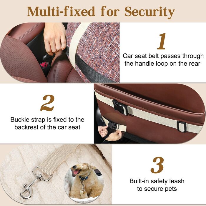 Крісло-ліжко для собак Pawaboo: безпечне та зручне автокрісло для маленьких собак до 11 кг (Magenta+Blau)