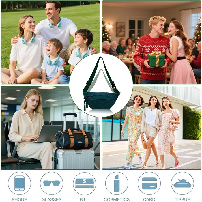 Чоловіча/Жіноча поясна сумка на шнурку (Cordura) Зелена, унісекс, регульований ремінь