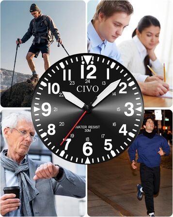 Годинник чоловічий CIVO водонепроникний з надійним ремінцем з нейлону, аналоговий кварц, великі цифри, світловідбиваючий, спортивний, для активного відпочинку, легкий у читанні, ідеальний подарунок (нейлон, B-2 зелений/чорний)