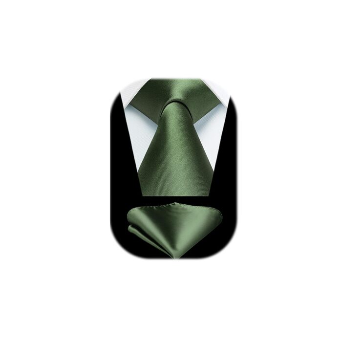 HISDERN Комплект краватки та кишенькового хустинки однотонний для весілля та свят