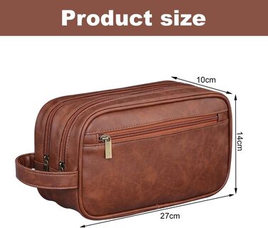Чоловіча косметичка Kulturbeutel, водонепроникна сумка з PU-шкіри, чоловіча валізка з вологостійким мішечком, двошарова косметичка, дорожня сумка для чоловіків (коричнева шкіра)