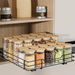 AIRUJIA Pull-Out Spice Rack, 2-Tier Dish Cabinet Organizer, Spice Rack Cabinet, Spice Rack, Lift-Up Sink Shelf, Spice Organizer for Kitchen, L26.4*W23.2*H23CM (L27*W27.2*H6CM - Single Layer)