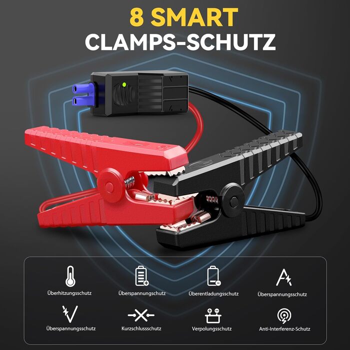 Powerbank Starthilfe з компресором | 6000A для бензинових та 7L дизельних двигунів | 150PSI повітряний насос з LCD та багатофункціональним ліхтариком (F01)