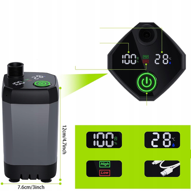 Бездротовий кемпінговий душ з акумулятором 6000 мАг та LCD-дисплеєм