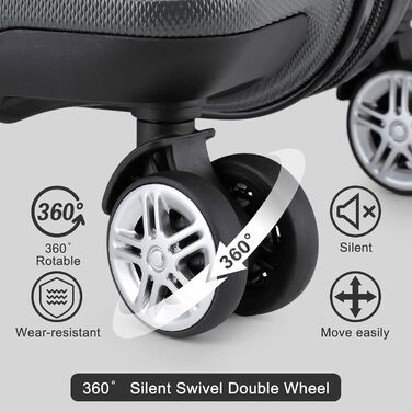 Валіза KONO 24 дюйми з TSA-замком, 4 колеса, ABS, 65×44×25.5 см, кремово-білий (сірий), 3-частинний набір