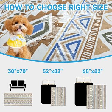 Двостороння водонепроникна ковдра для собак, чохол на ліжко для собак у стилі бохо, ковдра для домашніх тварин, захист дивану/крісла для цуценят, котів, дітей, пральна машина, зворотна сторона (Бежевий медальйон, 178 x 76 см)