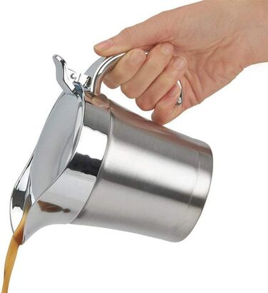 Stainless steel sauce pot with lid, 500 ml, double insulated, thermal container for sauces and gravy with lid, ideal Thanksgiving pourer for sauces or cream sauces, vinegar Free Size 1pc