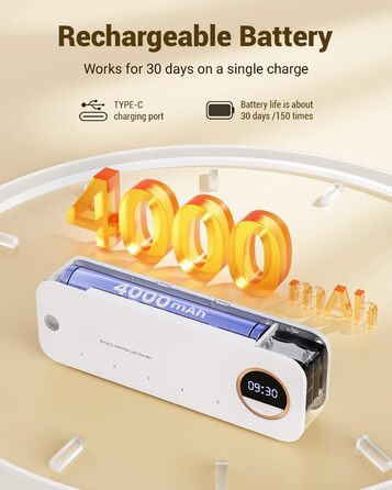 Wall-mounted toothbrush holder with automatic drying, 4000 mAh battery, infrared sensor, holds 5 toothbrushes