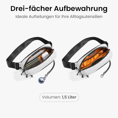 tomtoc X-Pac нагрудна сумка для чоловіків та жінок, 1,5 л, білий колір. RFID захист, для подорожей, повсякденного використання.