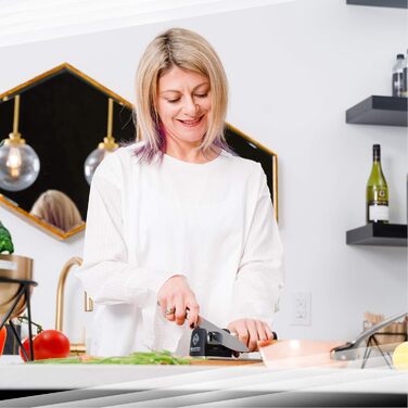 Точилка для ножів Spitzer Premium ручна, 2 ступені, для сталевих ножів, з антиковзною основою, нержавіюча сталь/чорний