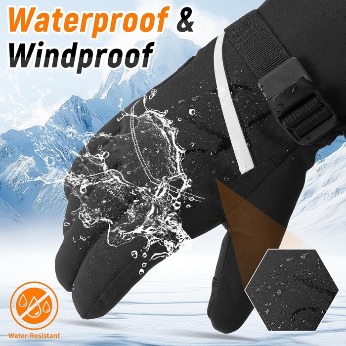 Гріючі рукавички для чоловіків та жінок, 3-рівневий нагрів, на батареї 7.4V 20000mAh, до 12 годин роботи, водонепроникні для катання на лижах, піших прогулянок, велосипеда, кемпінгу