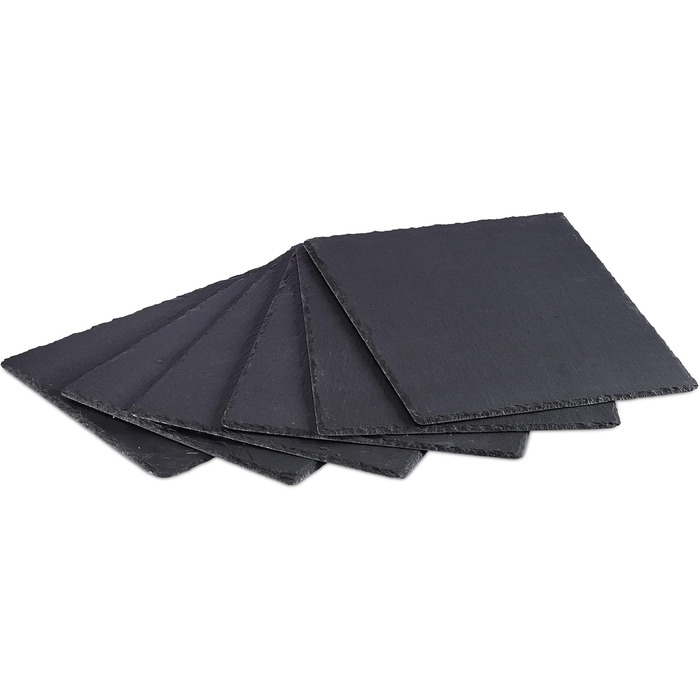 Relaxdays Slate Plates Set of 6, Large Serving Plates made of Slate, for Serving & Labeling, 30x40 cm, Anthracite