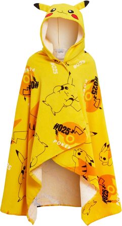 Pikachu Hooded Towel 100% Cotton Kids 3D Ears Costume Pikachu Poncho Beach Towel Swim Towel