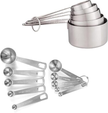 Stainless Steel Measuring Cups – 5-Piece Durable Measuring Cup Set for Dry Ingredients, Spices, or Liquids