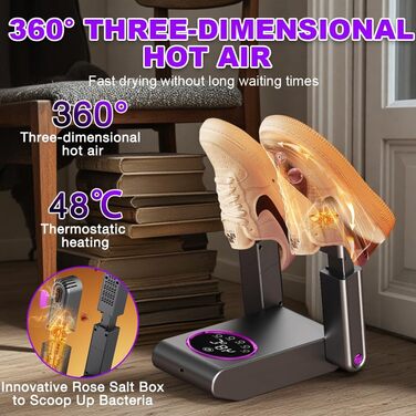 Електричний сушильник для взуття HOVCEH з УФ-стерилізацією та 360° циркуляцією повітря. Підходить для футбольного взуття, черевиків, рукавичок