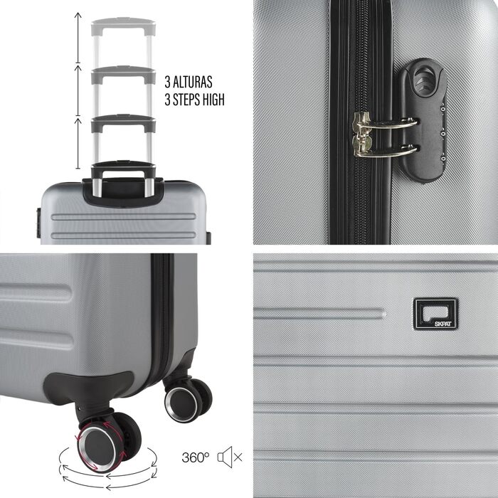 Чемодан валіза на колесах KPAT, валіза-тележка, валіза з жорсткого корпусу, срібна, S+L