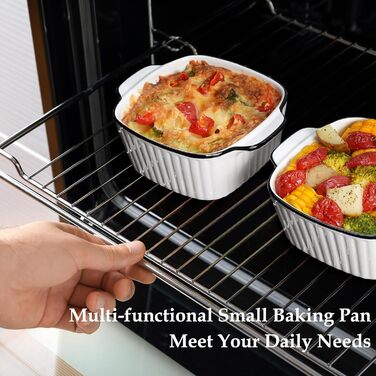 Набір форм для запікання NUTRIUPS 400мл (4 шт.), кераміка, 14.5 x 11.5 x 5.5 см. Квадратні форми для випічки, фритюрниці, духовки та мікрохвильовки. Зеркальне покриття