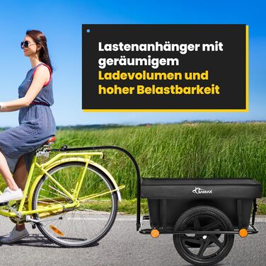 Причіп для велосипеда SAMAX 70 літрів / 60 кг - вантажний причіп з пластиковою ванною, чорний (90л / 80кг, для гірських велосипедів)