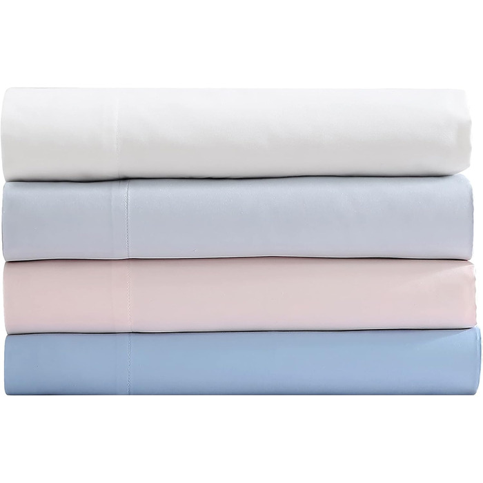 Laura Ashley - Bedding Set for King-Size Beds, Luxurious Satin Cotton, 800 Thread Count, Soft and Smooth Home Decor (Solid, White, King Size Bed)