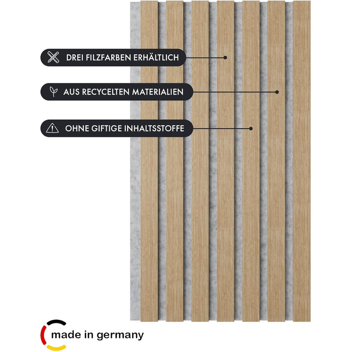 Акустичні панелі Momento Holz, 240x50 см, Дуб натуральний, Made in Germany. 3D ламелі для декору стін, звукоізоляція, панелі з дерева, 1 шт.