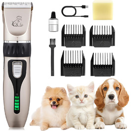 Машинка для стрижки собак, акумуляторна, бездротова, з 4 насадками, для собак, котів та всіх типів шерсті