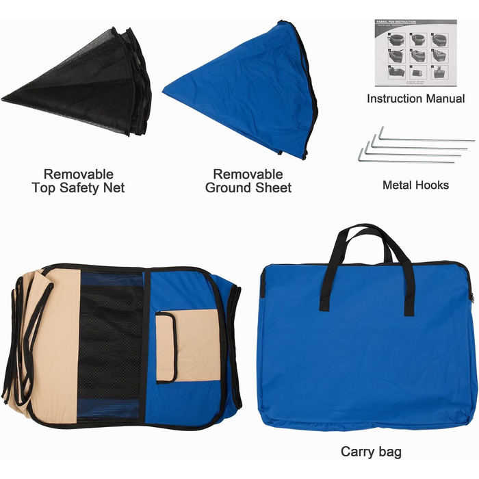 Клітка-манеж для цуценят та дрібних тварин XL, з 8 панелей, розкладний, знімний