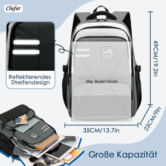 Водонепроникний рюкзак для підлітків: шкільний, для коледжу, роботи (зелений)