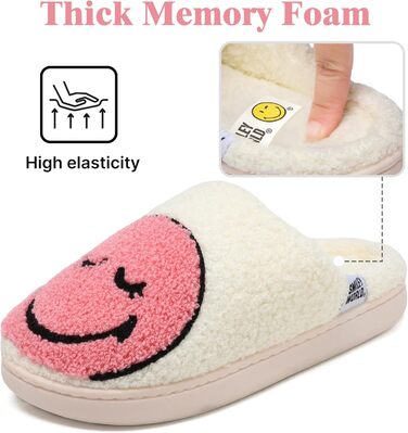 Жіночі домашні тапочки Smilley, чоловічі тапочки з плюшем, Memory Foam, теплі зимові тапочки для дому, рожеві, 36/37 EU