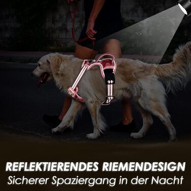 Нашийник для собак великих порід, шлейка з двома карабінами та зручною ручкою, регульована та світловідбиваюча, для щоденних тренувань (L), камуфляж рожевий