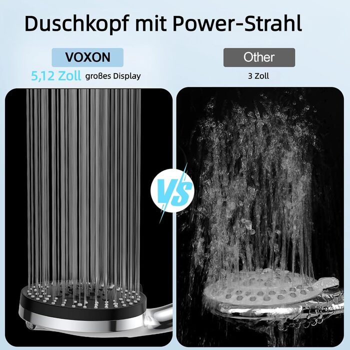 Насадка для душу VOXON з 10 режимами, високий тиск, економія води, для чищення ванни та плитки, зі шлангом 1,5м