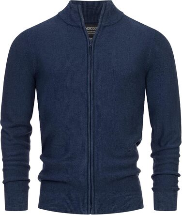 Чоловічий кардиган Indicode INWestmoon з коміром-стійкою | Тонкий в'язаний кардиган з бавовняної суміші (3XL, Navy)