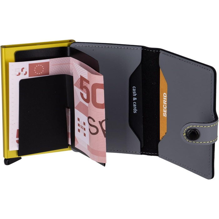 Гаманець Secrid Miniwallet Matte Grey-Lime (10.2 x 6.5 x 2.1 см) - Оригінальний жіночий та чоловічий гаманець