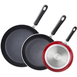 Cook N Home набір антипригарних сковорідок 3 шт, 20/25/28 см, мармурово-червоні, для індукційних плит