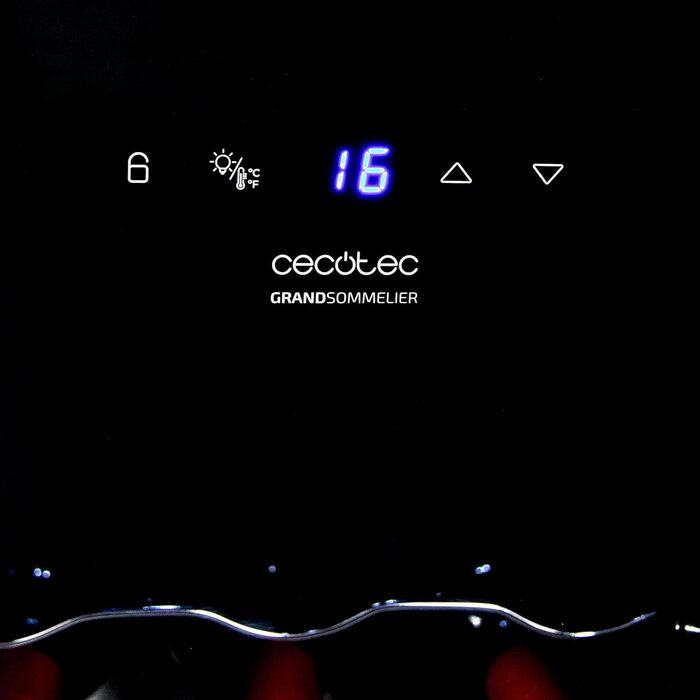 Cecotec Bolero GrandSommelier 36000 Wine Cooler - 95 Liter Compressor Wine Fridge with Adjustable Temperature, Touch Panel, LED Lighting & Quiet Operation (Black, Series 30, 15 Bottles)