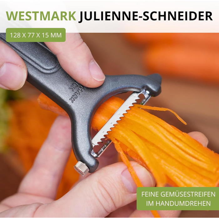 Westmark Sparschäler Julienne Black Edition: Овочечистка для тонкої соломки, нержавіюча сталь, для правшів та лівшів, антрацит