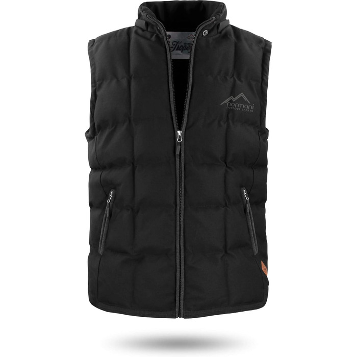 Жилет Normani Outdoor Sports з утеплювачем, вітронепроникний, з шкіряним патчем та капюшоном (S, темно-чорний)