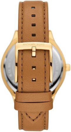 Жіночий годинник Michael Kors Slim Runway 38мм з кварцовим механізмом та шкіряним ремінцем (Коричневий та Золотий)