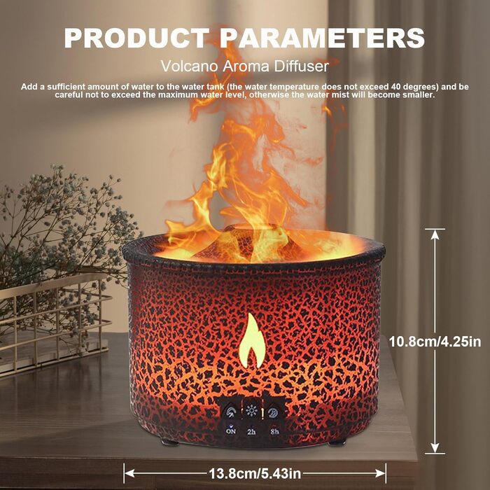 Аромадифузор Vulkan з підсвічуванням: зволожувач повітря, 300 мл, 2 режими, керування від пульта, холодний пар, для дому, фітнесу, білий